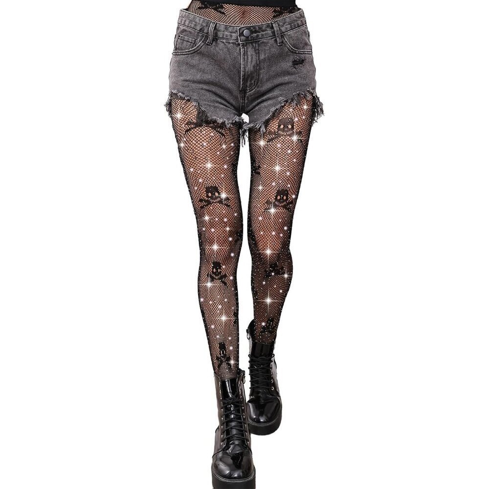 Women’s Sparkly Fishnet Tights High Waist Halloween Sexy Trendy Durable